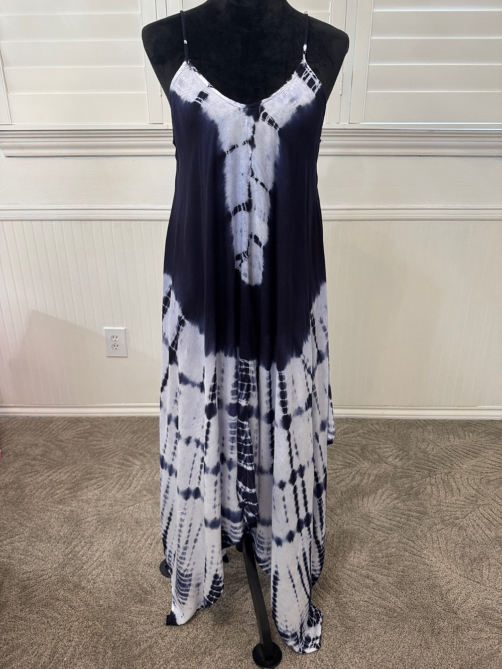 Raviya Navy and White Tie-Dye Maxi Dress